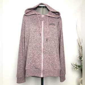 Jordache Women’s Zip Up Hooded Sweatshirt in Heathered Pink